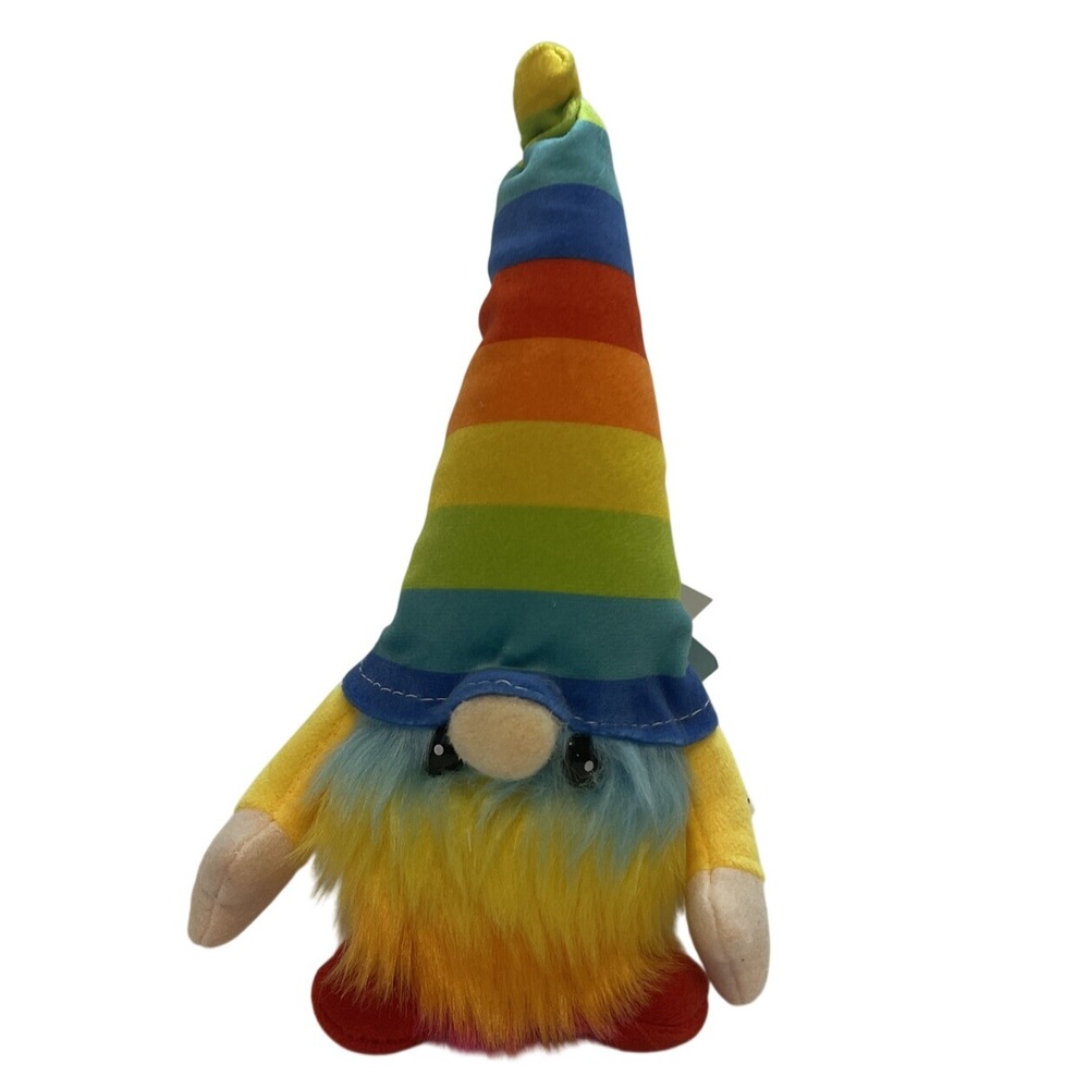 Giftcraft Gnomies Finn Rainbow Stripe Hat‎ Plush Gnome New with Tags 11 Inch